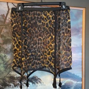 KILLSTAR Leopard Fishnet Garter Skirt